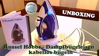 Unboxing Dampfbügeleisen RUSSEL HOBBS 23300-56 SupremeSteam Cordless, 2400 Watt, kabellos, lila/weiß