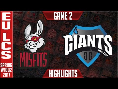 Misfits vs Giants Game 2 Highlights - EU LCS W10D2 Spring 2017 - MSF vs GIA G2