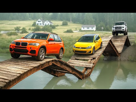 Cars vs Broken Bridge Challenge #4 in BeamNG Drive!