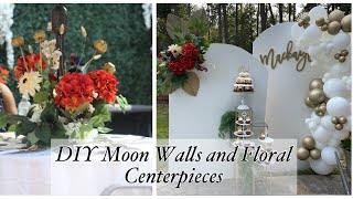 DIY backyard baby shower balloon Garland, moon walls, and centerpieces | Set up with Me