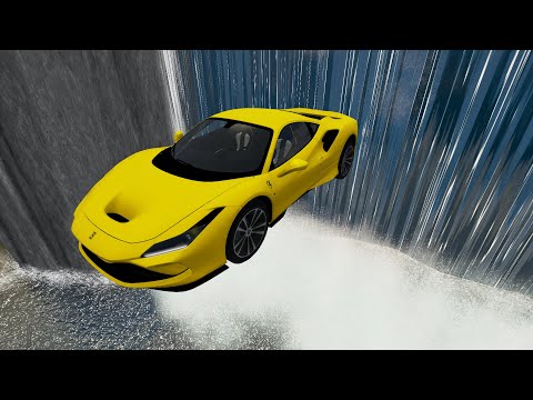 Cars vs Waterfall - BeamNG.Drive