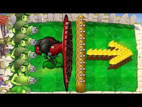 PVZ PC Fusion Challenge!! Team Girl Gatling Pea Fire Tall-nut VS  9999 Zombies | PVZ 2 #72