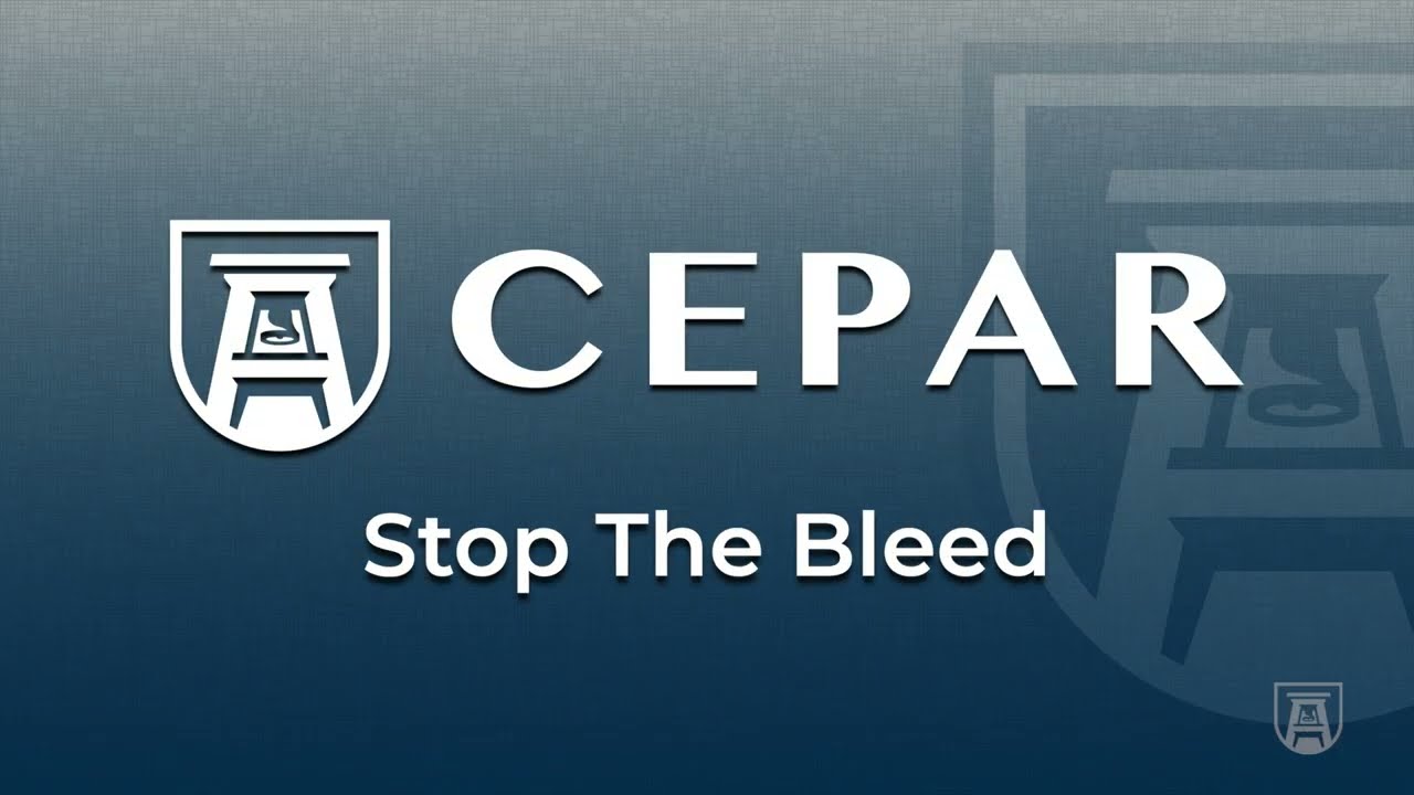 Title card showing Stop the Bleed produced by CEPAR
