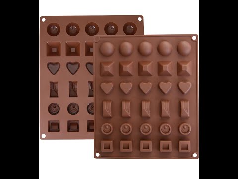Silicone 6 designs candy and ice mould, 30 slots, brown, sta...