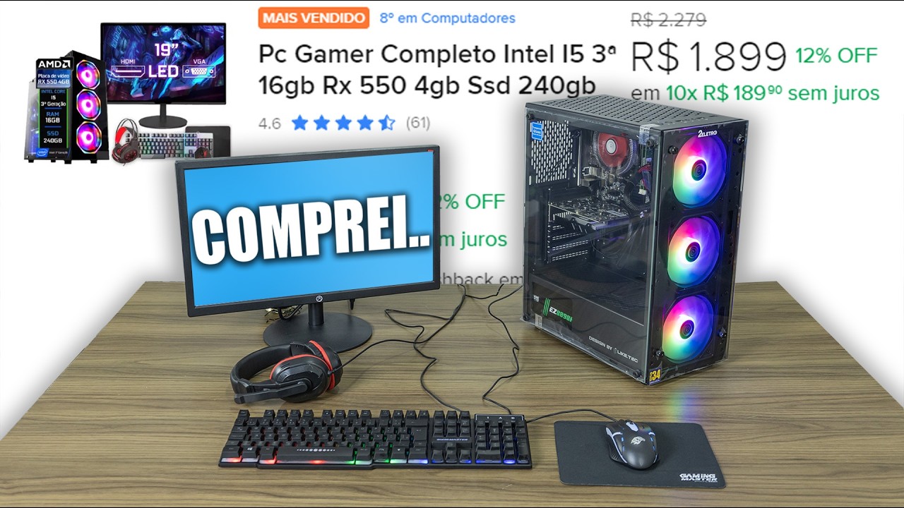 COMPREI O FAMOSO PC GAMER COMPLETO POR 1.899 REAIS DO MERCADO LIVRE