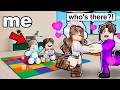 Spying on ONLINE DATERS as BABIES in Roblox!