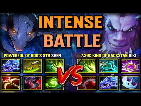 INTENSE CARRY BATTLE | POWERFUL OF GOD STRENGTH SVEN VS. 7.39C KING OF BACKSTAB RIKI | 7.39c DOTA 2