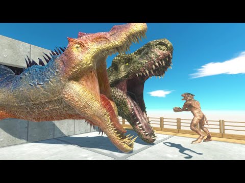 Two Giant head Spino or Rex Who Get The Foods - Animal Revolt Battle Simulator