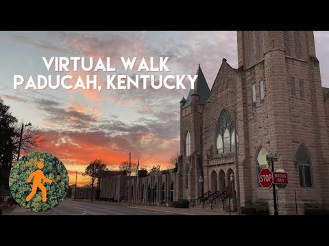 Sunset Walk in Paducah Kentucky - 4K Virtual Walk - Historic River Town