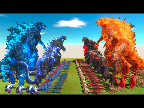 Evolution of Blue Godzilla Ice Frostbite VS Red Evil Itself - Animal Revolt Battle Simulator