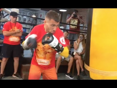 Lomachenko CRUSHES The Heavy Bag at LA Workout vs. Miguel Marriaga