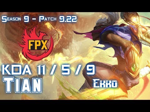 FPX Tian EKKO vs ELISE Jungle - Patch 9.22 EUW Ranked