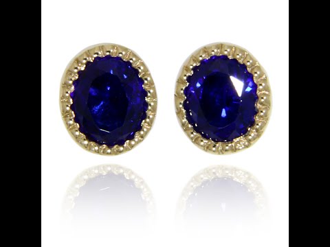Cercei Stud Safire Naturale de Ceylon - Amazing Royal Blue