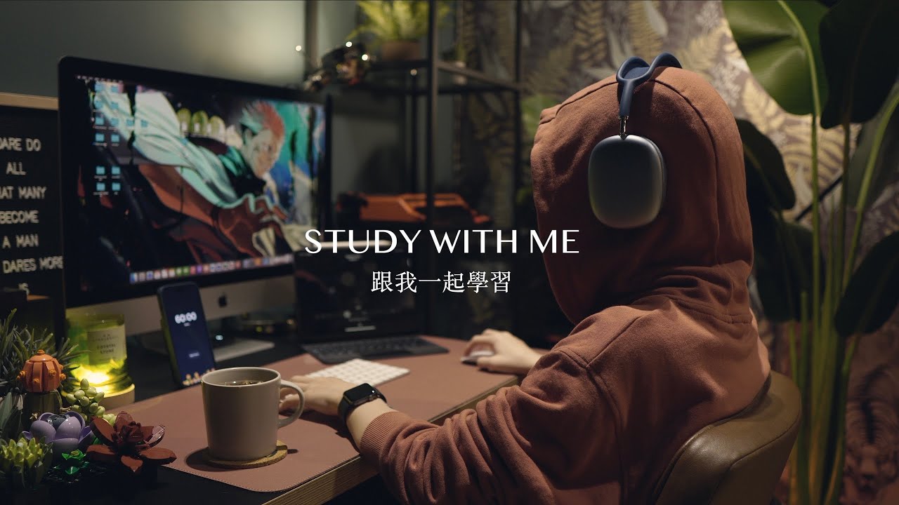 1 Hour STUDY WITH ME - Lofi & Chill Beats Music🎵 + Rain🌧️/Late Night Study Room/30 Mins Pomodoro