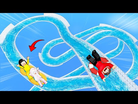 Yuta Mio Rides the Longest and Tallest Water Slide in Roblox | ROBLOX