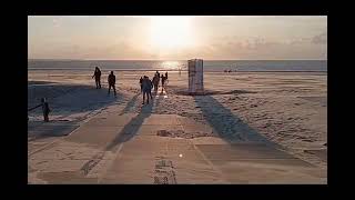 Sunset at the beach of Hollum Ameland 夕暮れ時のオランダ海岸。ワッデン海。アーメランド島。