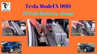 Tesla Model X 90D 12 Volt Battery Jump Procedure... Be Careful
