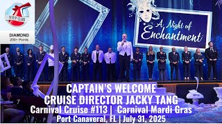 CAPTAIN'S WELCOME with CRUISE DIRECTOR JACKY TANG | Carnival Mardi Gras | July 31, 2025