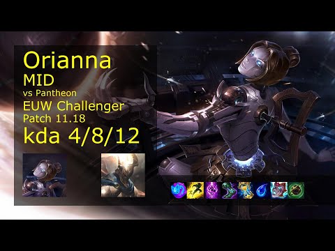 Orianna Mid vs Pantheon - EUW Challenger 4/8/12 Patch 11.18 Gameplay