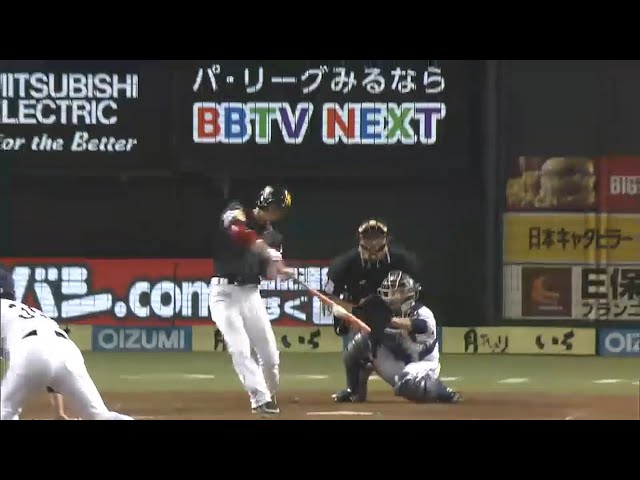 【4回表】ホークス・明石が美しい弧を描いた3ランアーチ!! 2015/9/3 L-H