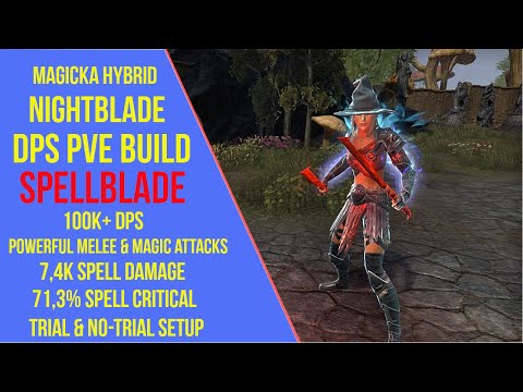 ESO Magicka Hybrid Nightblade DPS PVE Build - Spellblade - Lost Depths - 100k+ DPS
