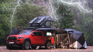 Camping in the Rain with a New Camping Truck, Toyota Tacoma Overland Setup
