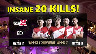 PGC 2021 - GEX SSR, ZhenNan, Savior &amp; Yanli - 20 KILLS! - WEEKLY SURVIVAL - WEEK 2 - GAME 13