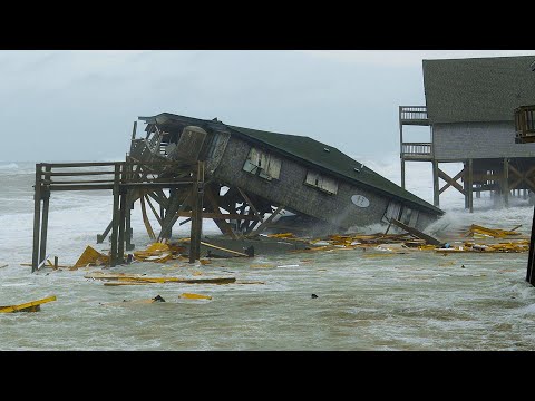 5 HOUSES FALL in OCEAN in 1hr  |  Hurricane Humberto Swell