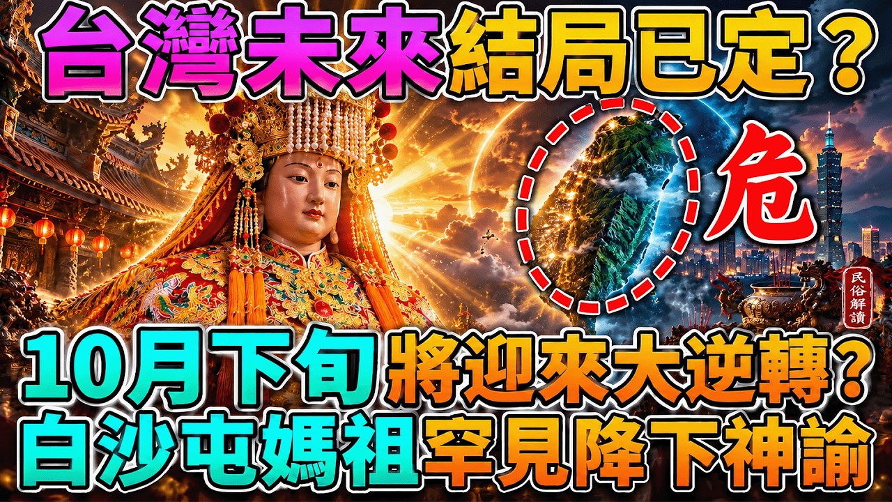 🚨 神蹟降臨！白沙屯媽祖無聲急示警！10月下旬霜降+重陽雙劫齊至！數萬信眾嚇傻：這3生肖恐遇大劫？台灣結局已定？🙏 #白沙屯媽祖 #媽祖顯靈 #媽祖開口 #神轎示警 #十月大劫 #台灣大事 #民間信仰