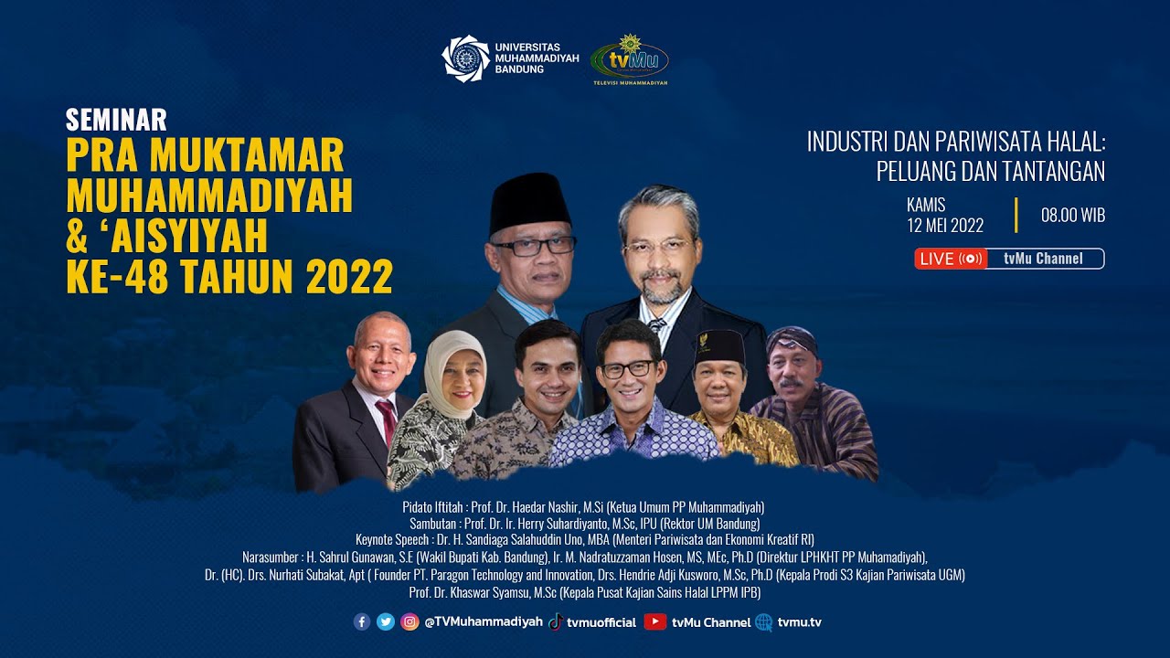 Link Streming Seminar Pra Muktamar Muhammadiyah-Aisyiyah ke-48 Tentang Industri dan Pariwisata Halal