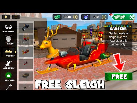 Free Sleigh in Rope Hero Vice Town New Christmas Update 2022 by Game Definition Hindi Santa Danseur