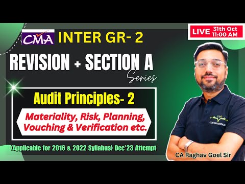 Audit Principles Materiality Planning Vouching Verification Revision CMA Inter| CA Raghav Goel