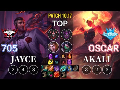 JDG 705 Jayce vs hyF Oscar Akali Top - KR Patch 10.17