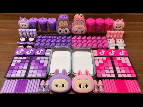PURPLE vs PINK LABUBU I Mixing Random into Glossy Slime I Satisfying Slime #898