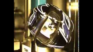 Slow-motion motorcycle helmet & HUD crash test - side impact