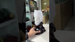 Tượng Cá Chép Đá Thạch Anh Trắng Tự Nhiên – Tạc Thủ Công – 32cm