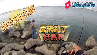 大潭出水口北面  夏天釣魚  真的熱