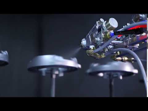 automatic paint spray process of making speaker in Sage Human factory