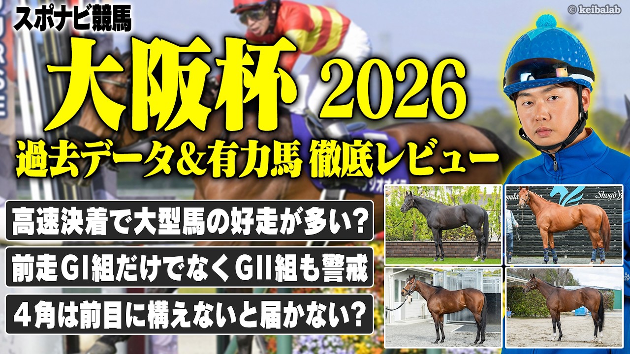 【大阪杯2026】阪神芝2000mコースは内外の有利不利は少なめ？馬体では大型で高速レース向きの馬に注目！ダノンデサイル クロワデュノール メイショウタバル ショウヘイなど【レース展望／スポナビ競馬】