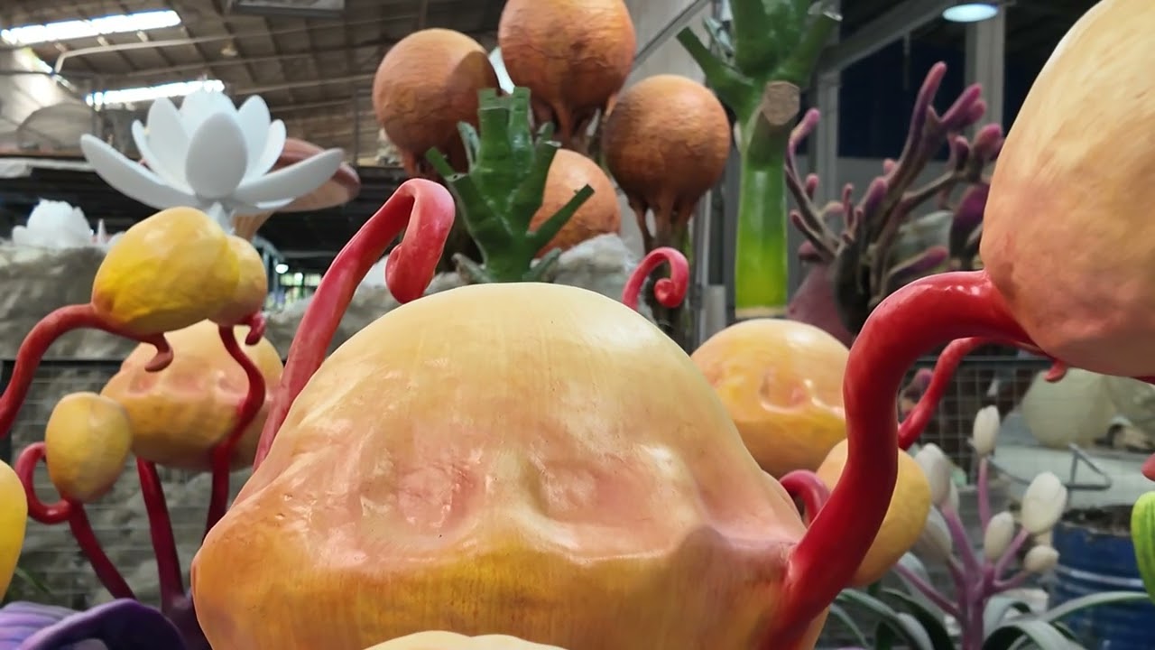 Video preview showing Oakco luminous fantasy sculptures in production and application