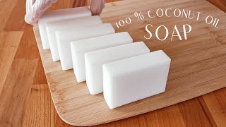 How to make 100 % coconut oil soap - Simple cold process soap making