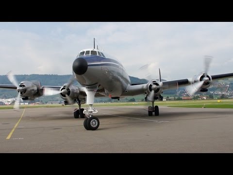 Lockheed Super Constellation Start-Up & Take Off at Airport Bern-Belp