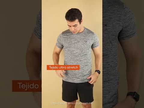 thumbnail video image 2 of Playera Transpirable Hombre Para Ejercicio Negro Jaspe Manga Corta, 2 of 5