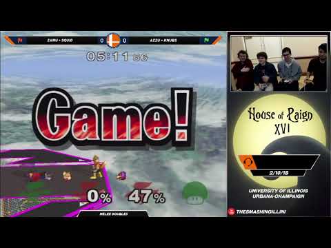 [House of Paign XVI] Zamu + Squid (Red) vs. Azzu + Knubs (Green) SSBM Doubles