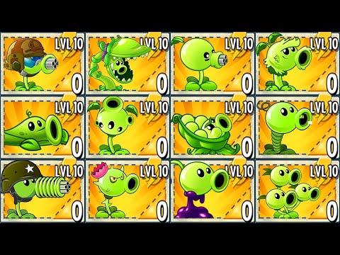 All Green PEA Plant Power-Up! vs All Gargantuar Zombies 2 - Plants vs Zombies 2