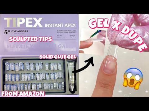 TRYING TIPEX INSTANT APEX SCULPTED GEL X DUPE KIT FROM AMAZON | FULL COVER NAILS & SOLID GLUE GEL