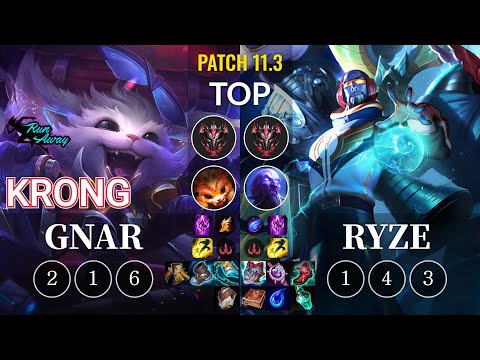RNW KronG Gnar vs Ryze Top - KR Patch 11.3