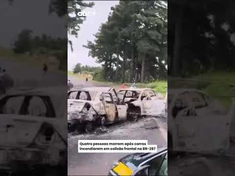 Quatro pessoas morrem após carros incendiarem em colisão frontal na BR-287