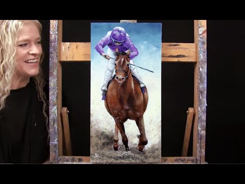 Learn How to Draw and Paint with Acrylics "RACEHORSE"-Easy Beginner Online Art Tutorial-Time Lapse