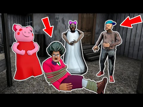 Granny, Grandpa, Piggy vs Scary Teacher vs pool - funny horror school animation (p.63)